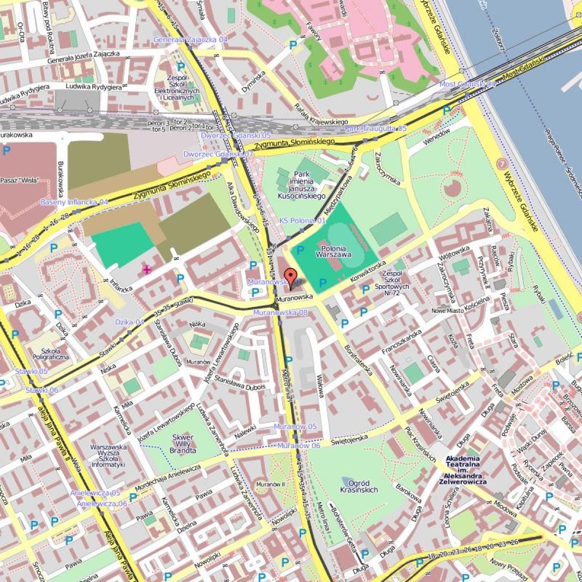 Harta e qytetit të vjetër Varshavë, poloni