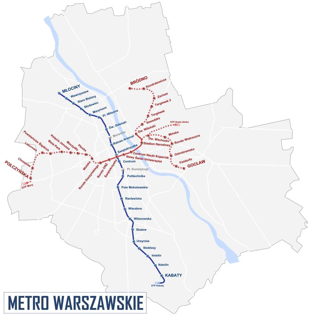 Harta e Varshavës metro 2016