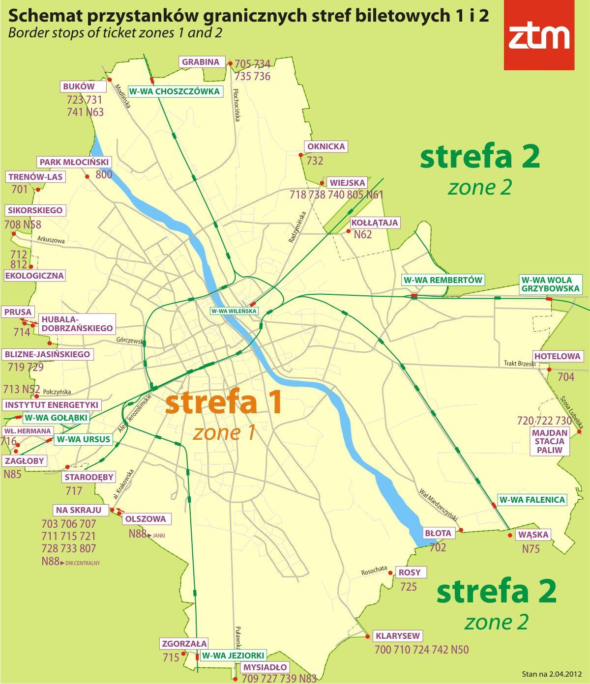 Varshavë zona 1 harta