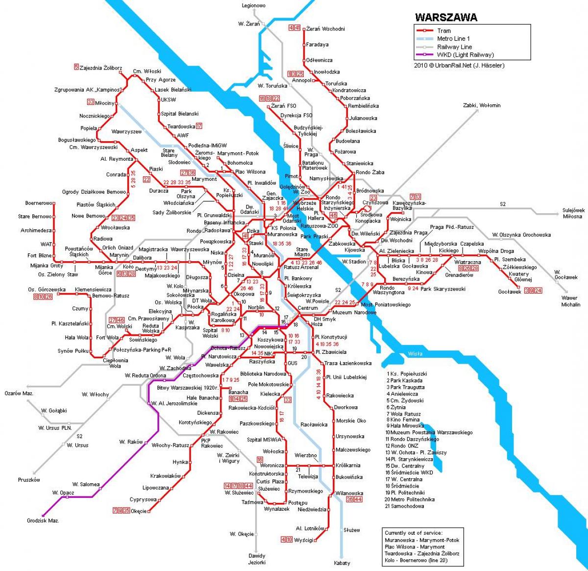 Varshavë tren hartë