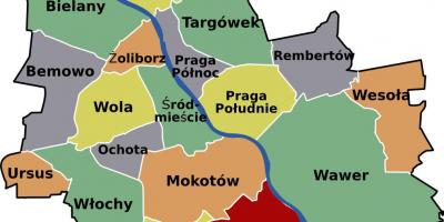 Harta e Varshavës lagjet e 