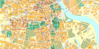 Rrugë hartë të Varshavës në qendër të qytetit